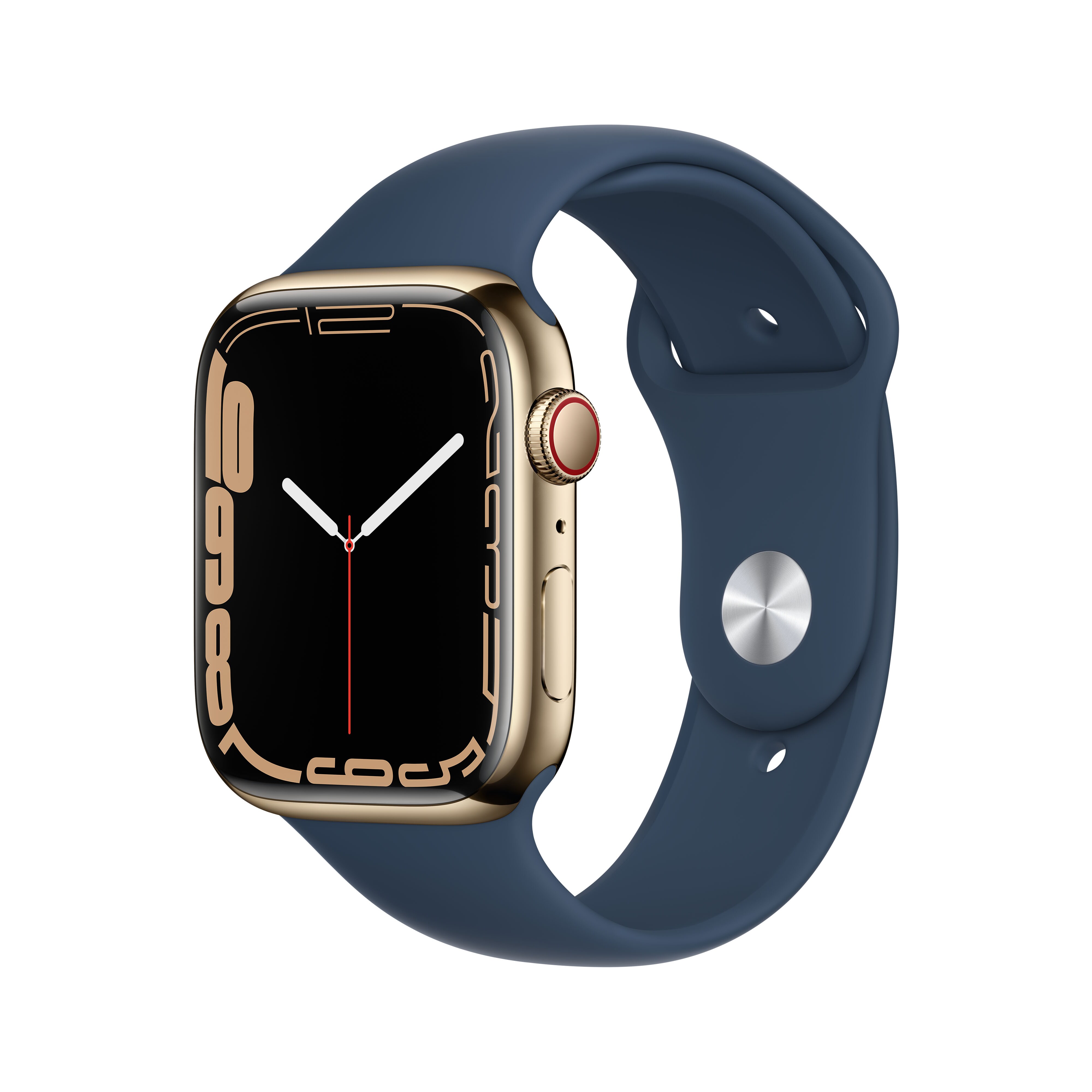 Apple Watch Series 7 LTE 45mm Edelstahlgehause Gold Sportarmband Abyssblau Cyberport