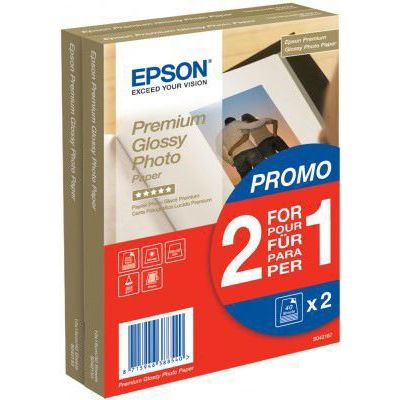 EPSON C13S042167 Premium Glossy Photo Paper, 100 x 150 mm, 255g/m², 2x40 Blatt