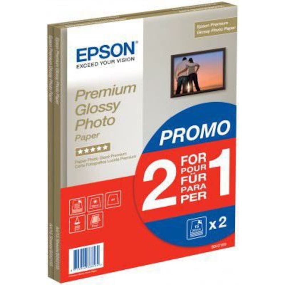 EPSON C13S042169 Premium Glossy Photo Paper, DIN A4, 255g/m², 2x15 Blatt