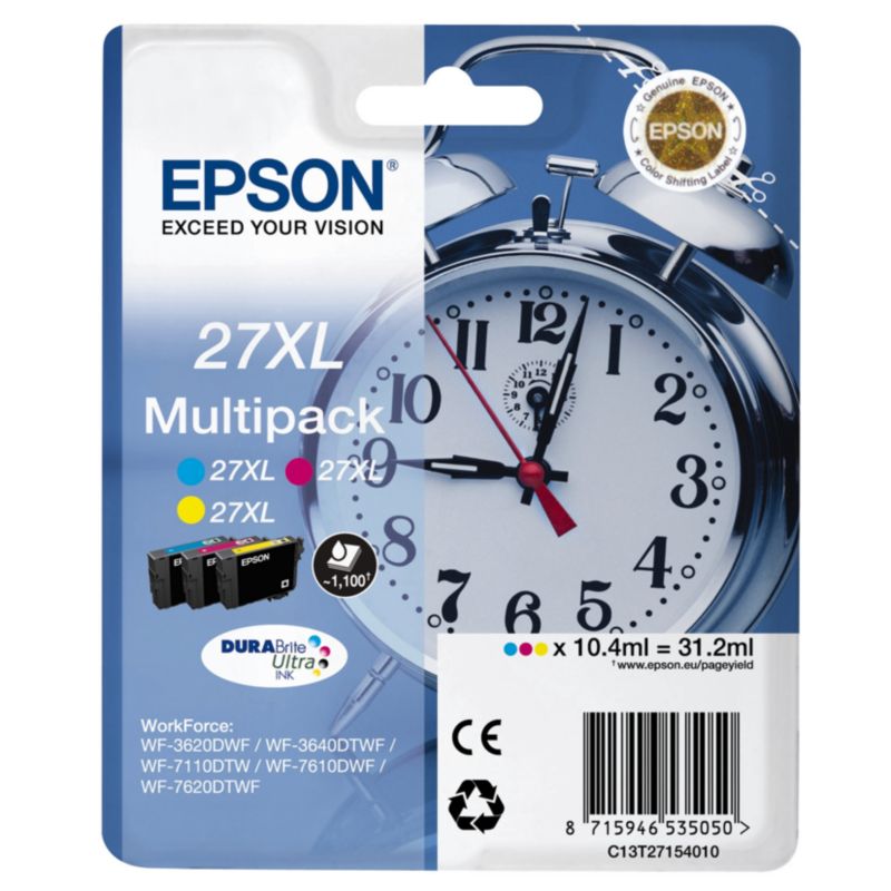 Epson C13T27154010 Druckerpatrone 27XL (gelb, cyan, magenta) Multipack