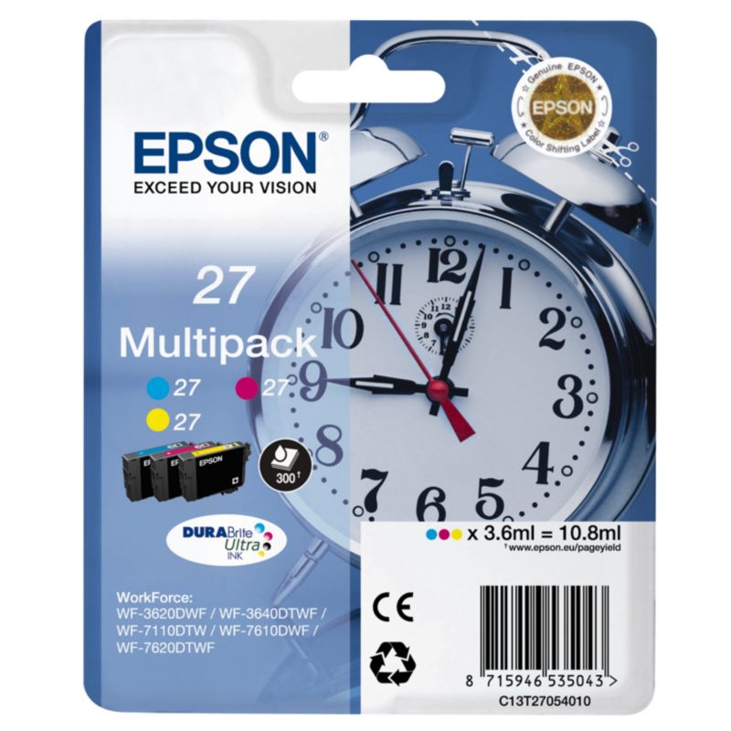 Epson C13T27054010 Druckerpatrone 27 (gelb, cyan, magenta) Multipack