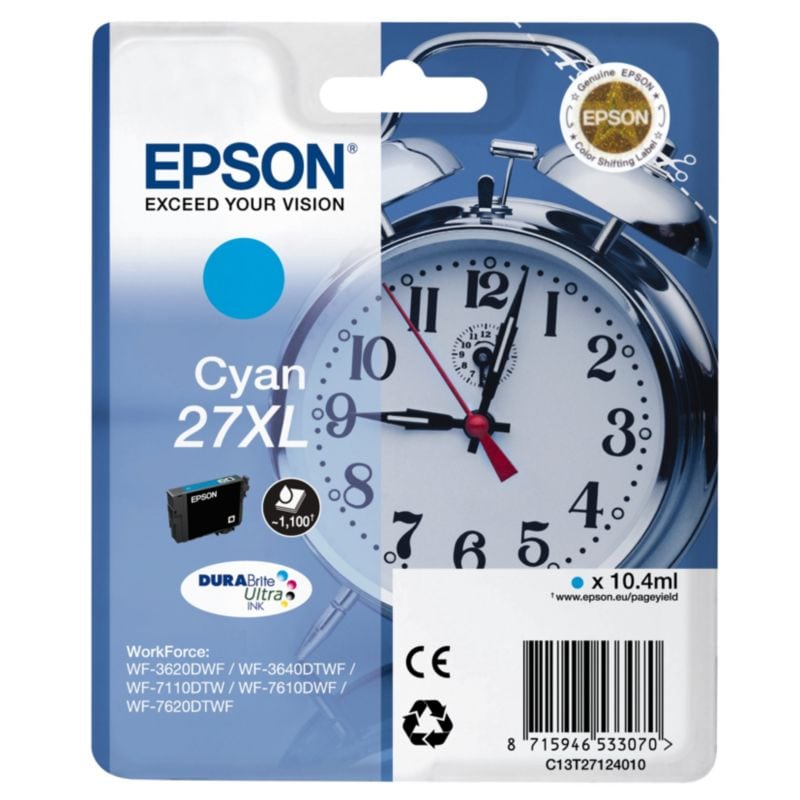 Epson C13T27124010 Druckerpatrone 27XL cyan mit hoher Kapazität