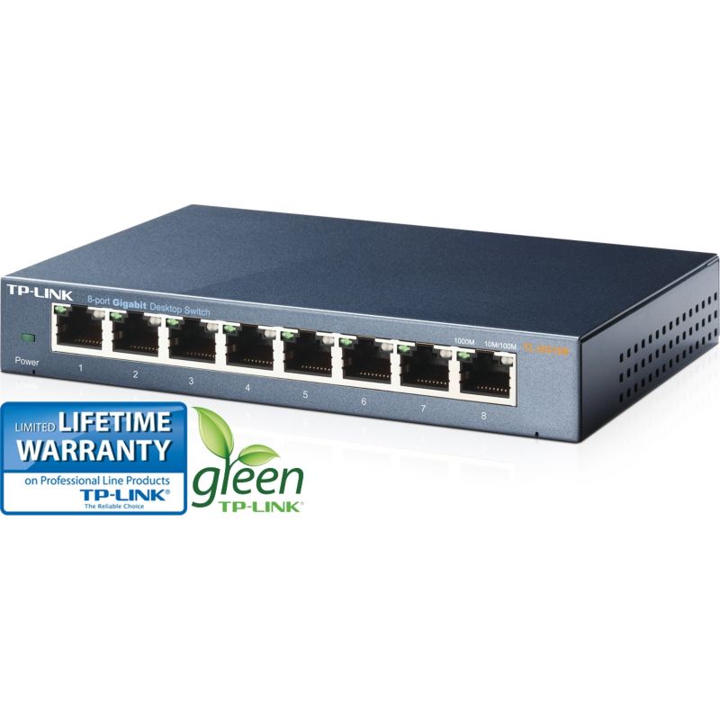 TP-LINK TL-SG108 8x Port Desktop Gigabit Switch Metall