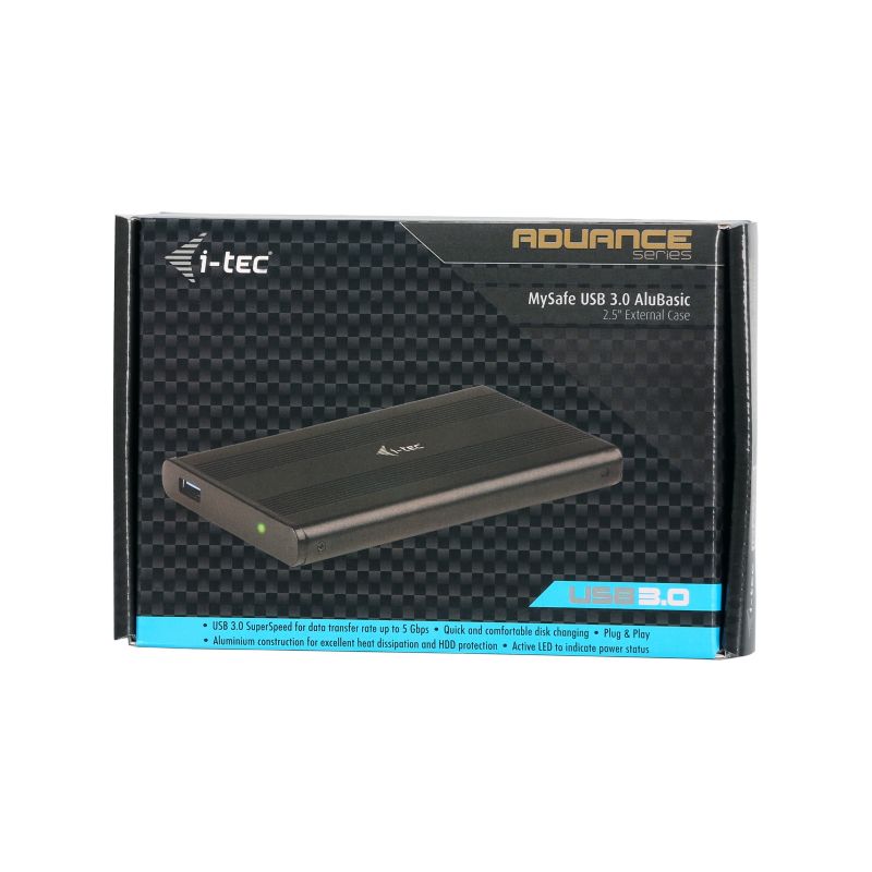 i-tec Mysafe Externes Alu Festplattengehäuse für 2,5" SATA zu USB 3.0 schwarz