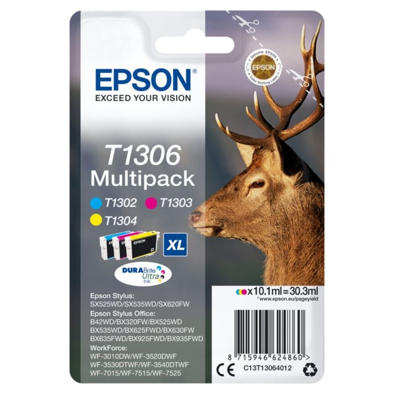 Epson C13T13064012 Druckerpatrone T1306 (gelb, cyan, magenta) Multipack