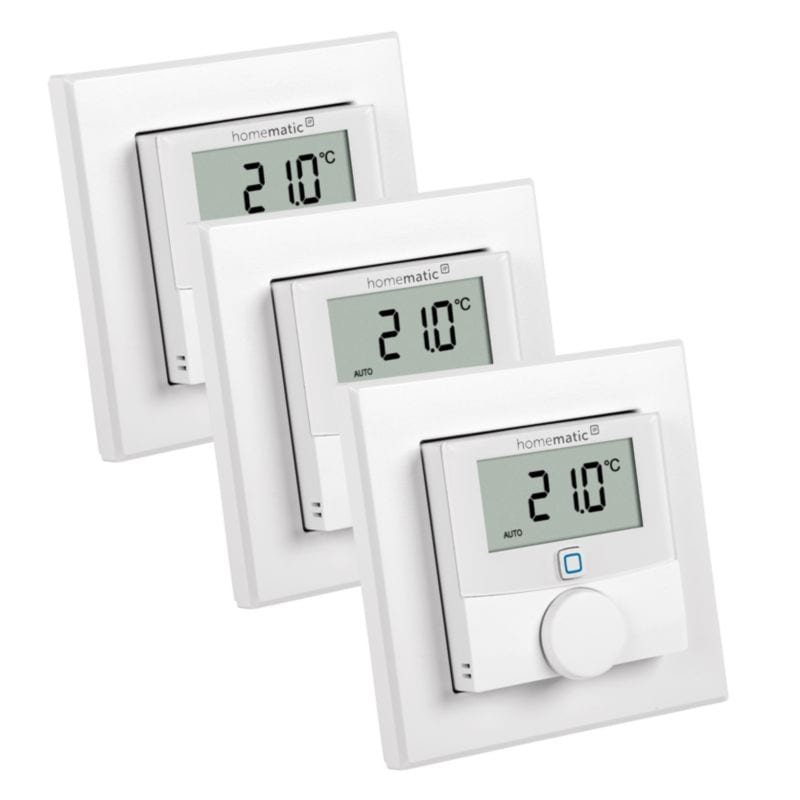 Homematic IP 3er Set Wandthermostat mit Luftfeuchtigkeitssensor HmIP-WTH-2