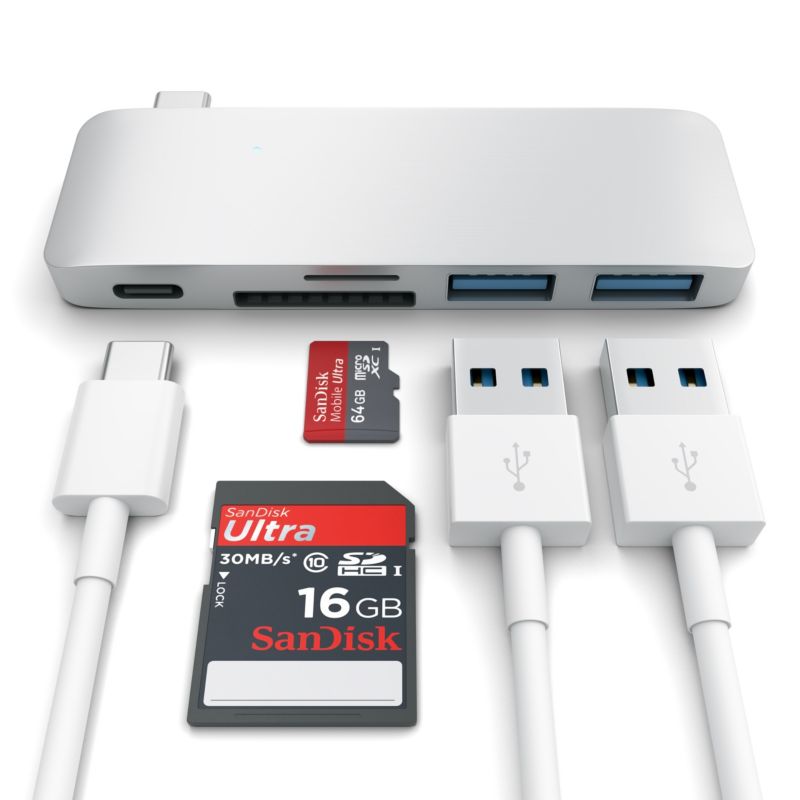 Satechi USB-C Passthrough Hub Silber für Macbook 12"