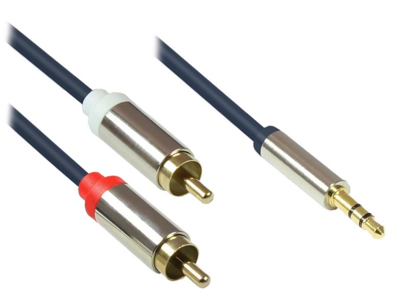 Good Connections 3,5mm Klinkenkabel Stecker - 2x RCA Stecker dunkelblau 0,5m