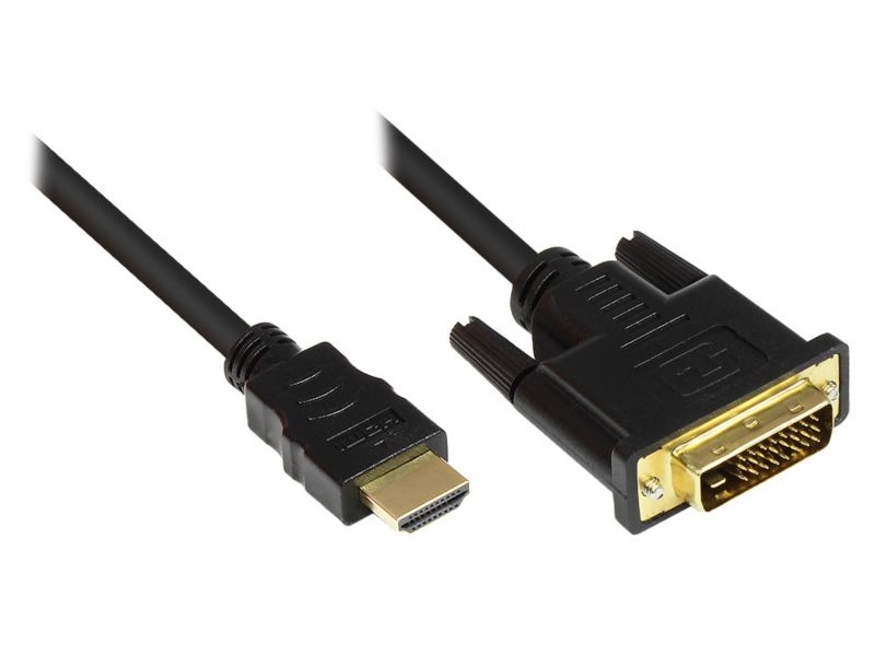 Good Connections HDMI Anschlusskabel A St. zu DVI-D St. 24K vergoldet schwarz 1m