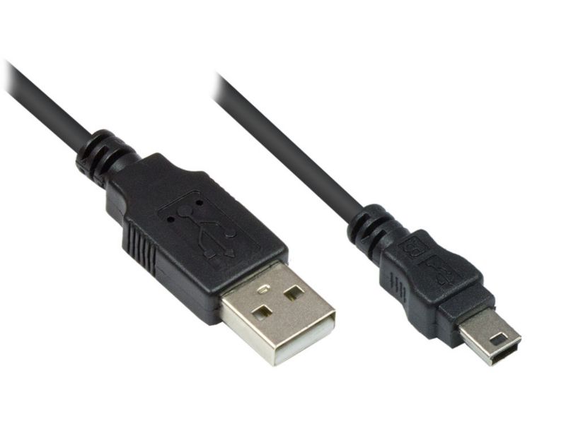 Good Connections 1,0m USB2.0 St. A zu St. mini B Anschlusskabel schwarz 5-pin