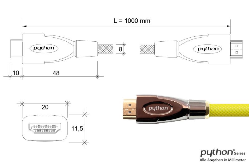 Good Connections PYTHON HDMI Kabel Ethernet 4K*2K gelb 1,0m