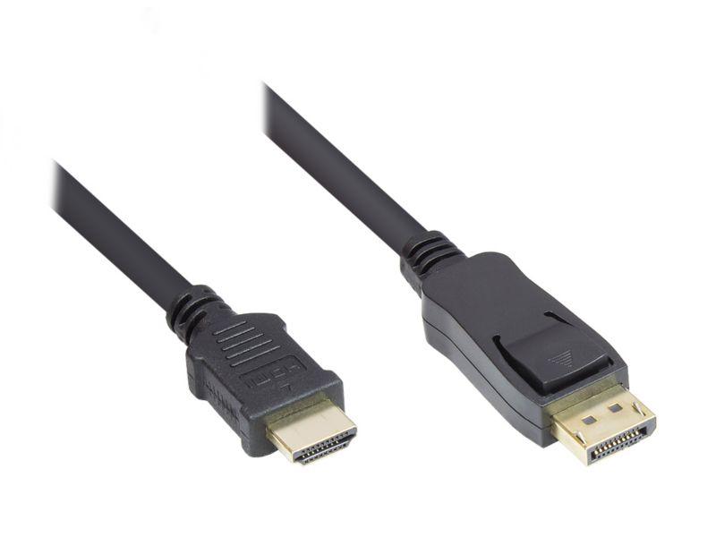 Good Connections 2,0m Displayport zu HDMI Anschlusskabel schwarz 24K vergoldet