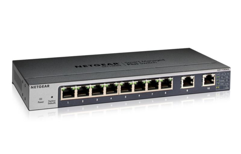 Netgear GS110EMX 8-Port Gigabit Switch Smart Managed Plus (+2x 10Gb Multi Gb)