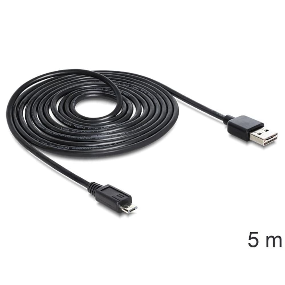 Delock Kabel EASY-USB 2.0 Typ-A Stecker &gt; USB 2.0 Typ Micro-B Stecker 5m schwarz
