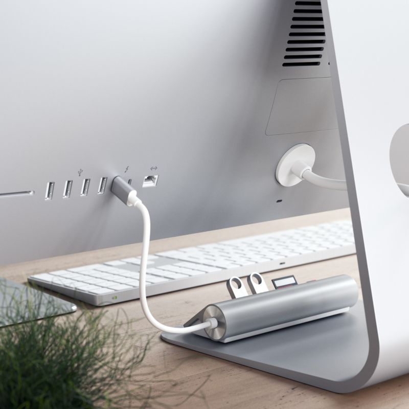 Satechi Type-C Aluminium USB Hub &amp; Card Reader silber