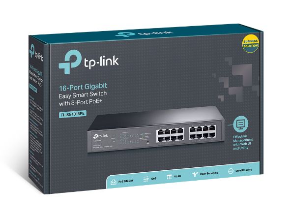 TP-LINK TL-SG1016PE 16x Port Gigabit Desktop Easy Smart Switch 8xPoE+