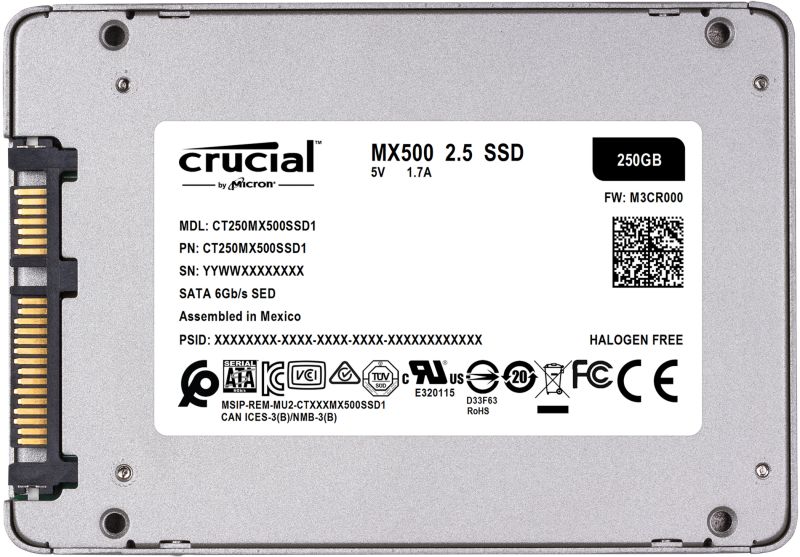 Crucial MX500 SSD 250GB 2.5zoll Micron 3D TLC SATA600 - 7mm