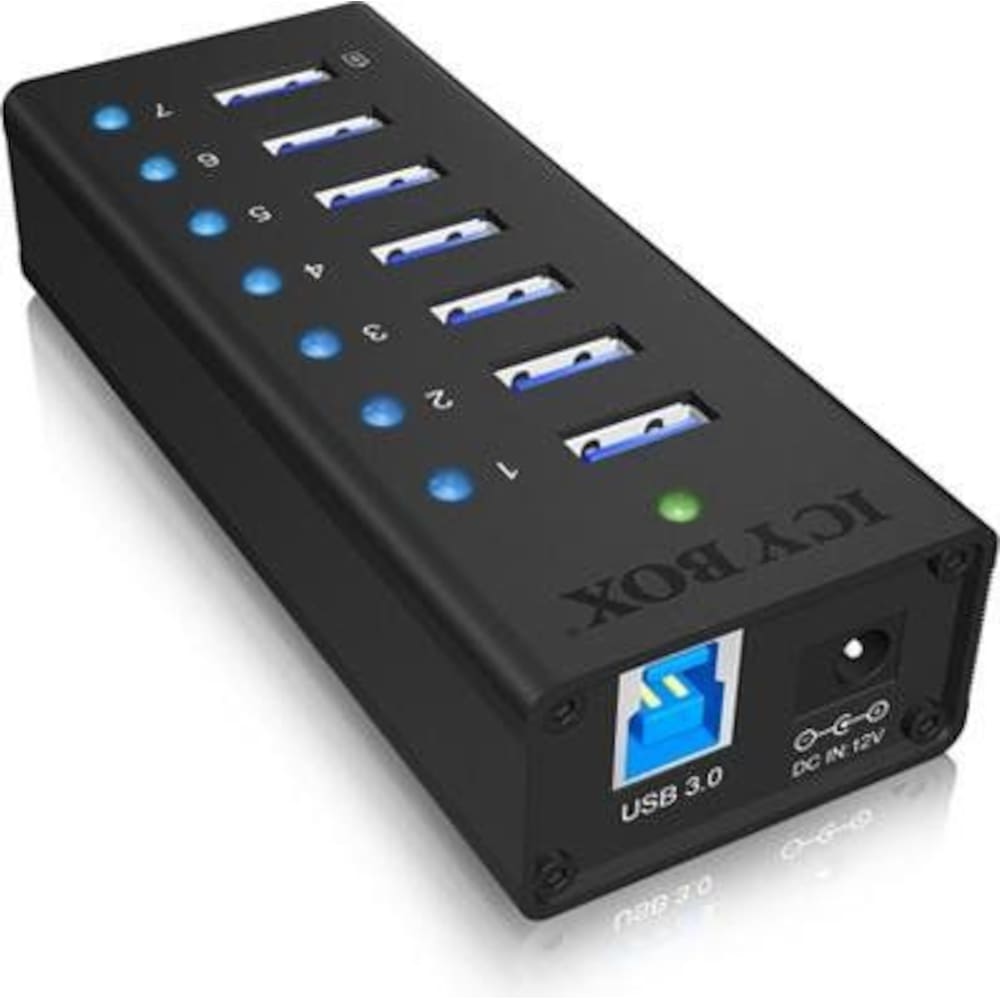 RaidSonic Icy Box IB-AC618 7 Port USB 3.0 Hub inkl. 1x USB Ladeport