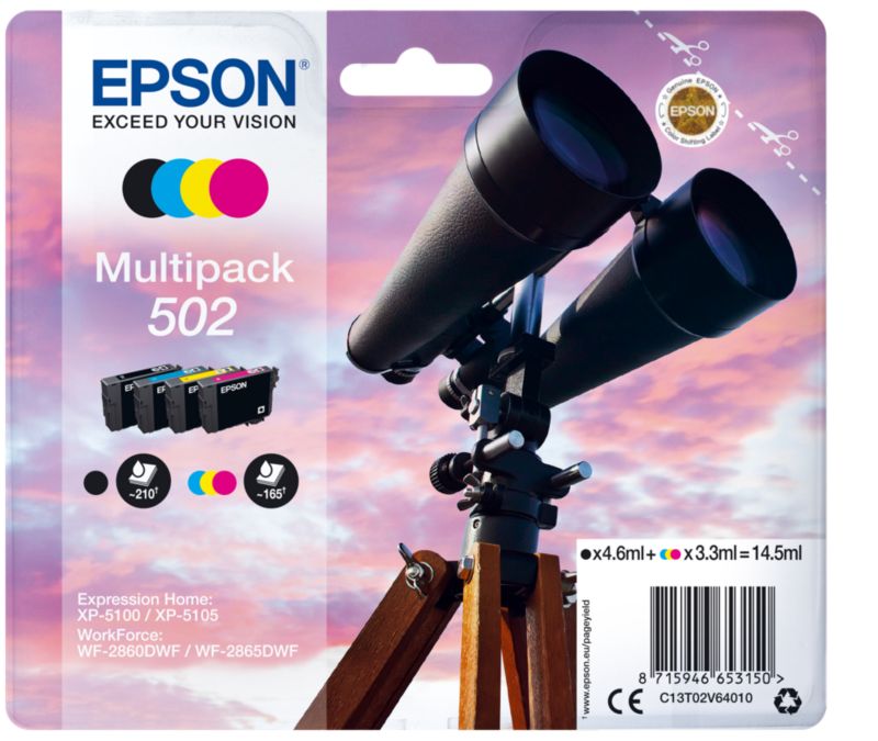 Epson C13T02V64010 Druckerpatronen Multipack 502 (BK, C, M, Y)