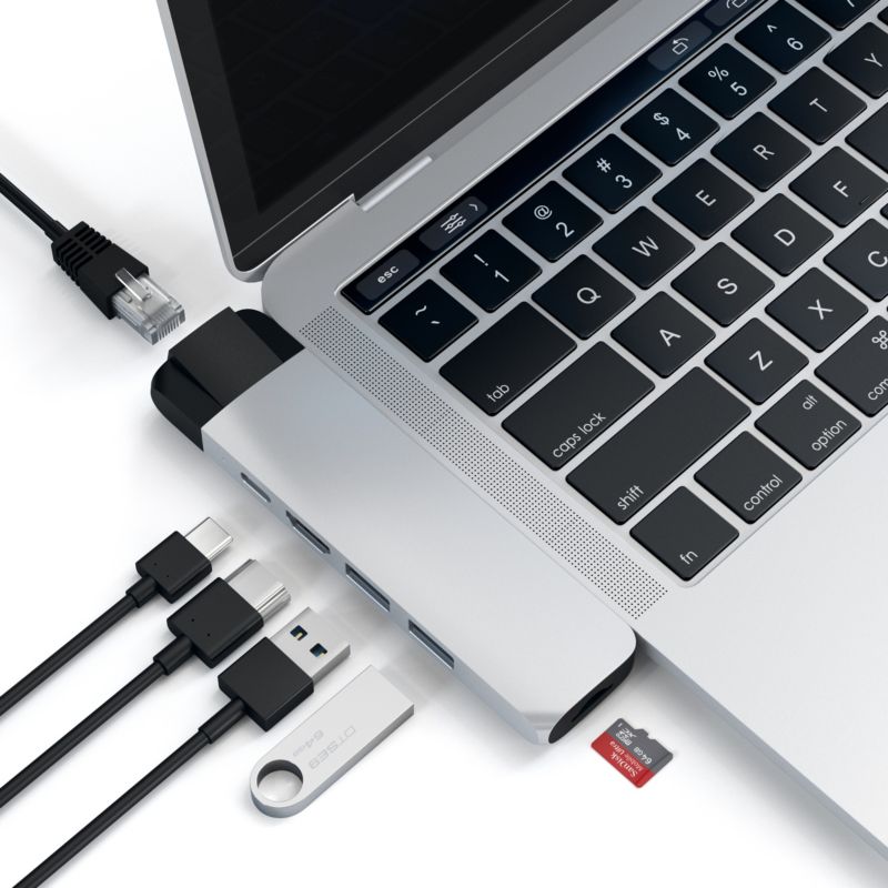 Satechi USB-C Pro Hub Multi-Port Adapter 4K HDMI &amp; Ethernet Silber