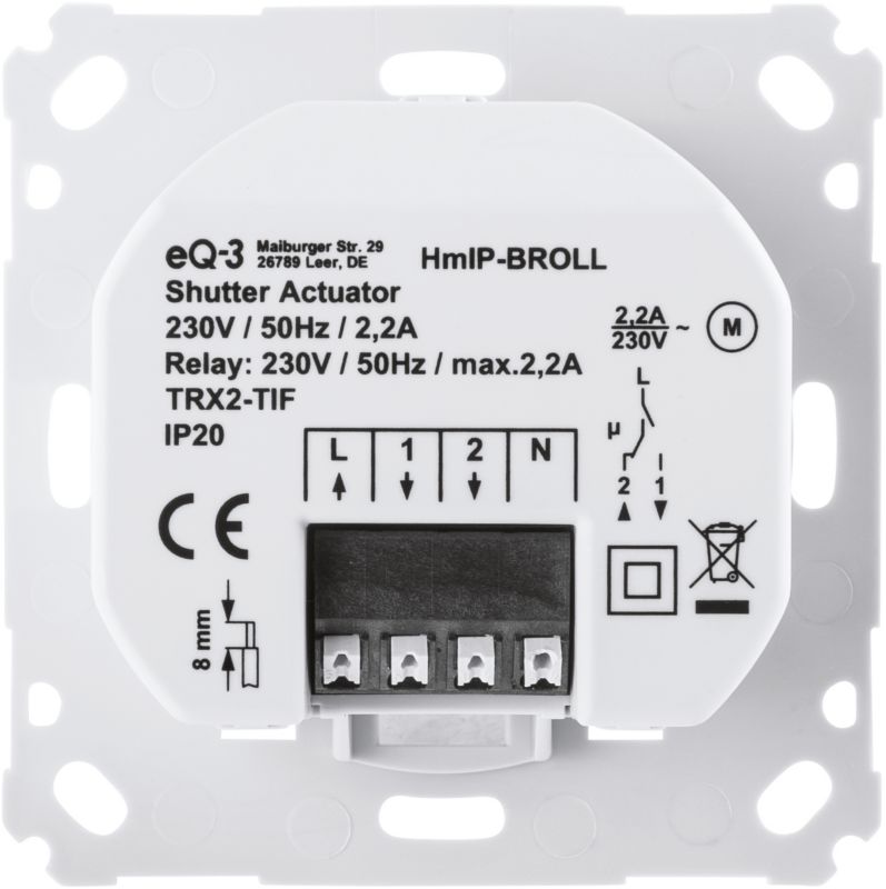 Homematic IP Rollladenaktor für Markenschalter - Unterputz HmIP-BROLL