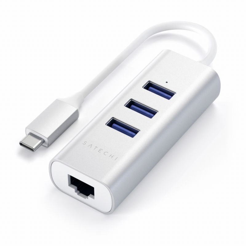 Satechi Type-C 2-in-1 3 Port USB 3.0 Hub &amp; Ethernet silber