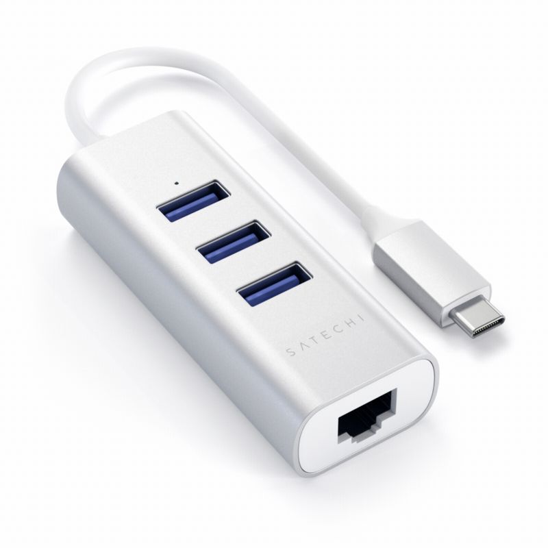 Satechi Type-C 2-in-1 3 Port USB 3.0 Hub &amp; Ethernet silber