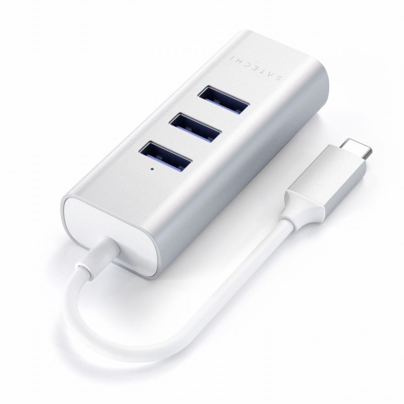 Satechi Type-C 2-in-1 3 Port USB 3.0 Hub &amp; Ethernet silber