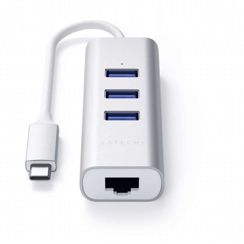 Satechi Type-C 2-in-1 3 Port USB 3.0 Hub &amp; Ethernet silber