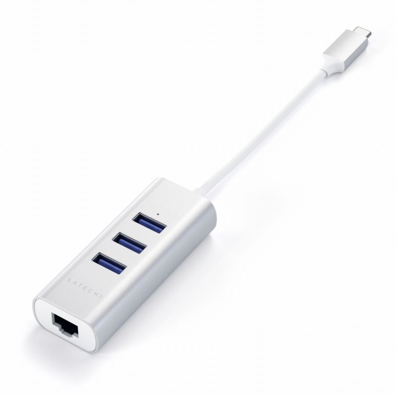 Satechi Type-C 2-in-1 3 Port USB 3.0 Hub &amp; Ethernet silber