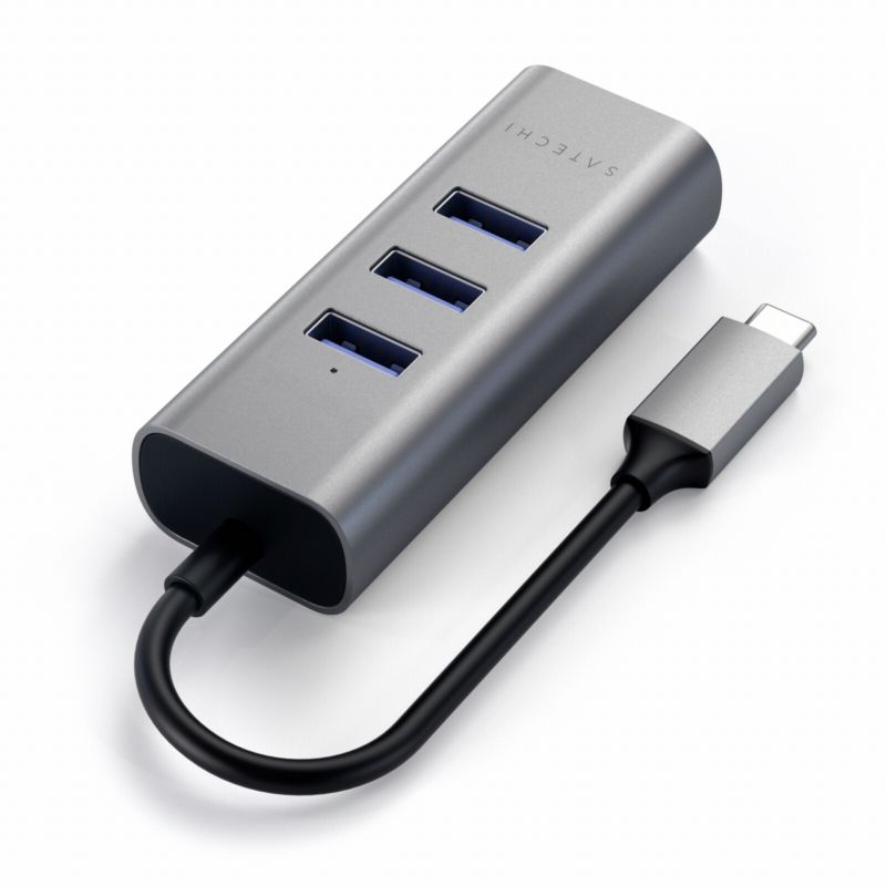 Satechi Type-C 2-in-1 3 Port USB 3.0 Hub &amp; Ethernet space grey