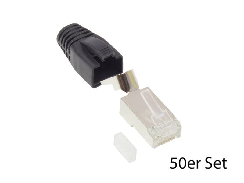 Good Connections Netzwerkstecker Cat.6A RJ45 geschirmt für Cat.7 Kabel 50x sw.