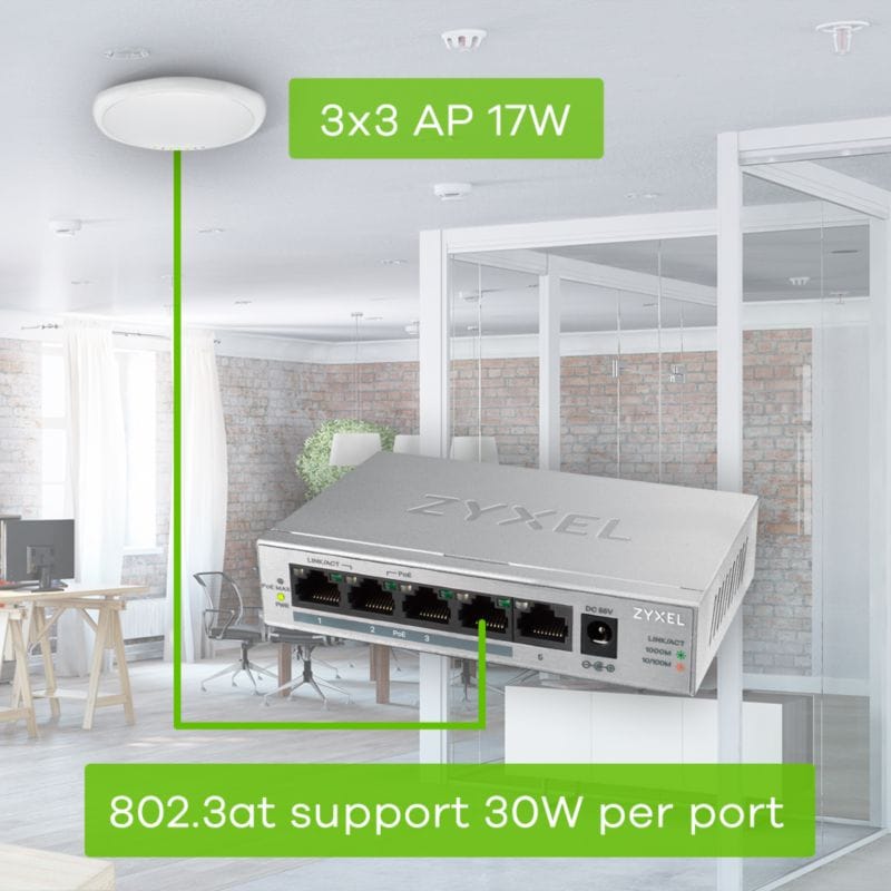 ZyXEL GS1005HP 5-Port Gigabit Unmanaged PoE+ Switch