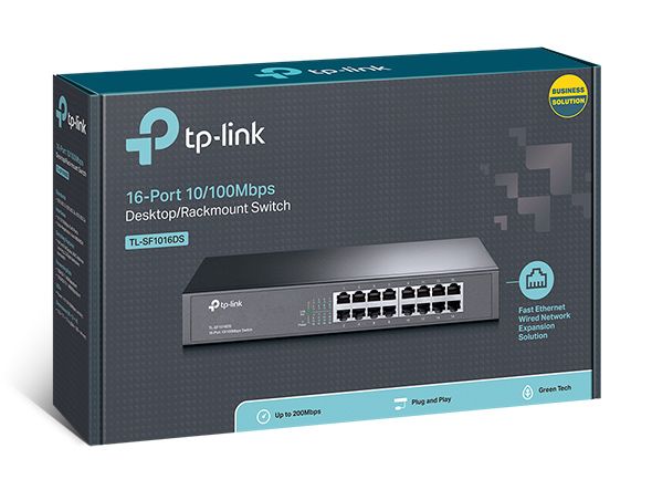 *TP-LINK TL-SF1016DS 16x Port Switch Unmanaged 13-Zoll-Stahlgehäuse