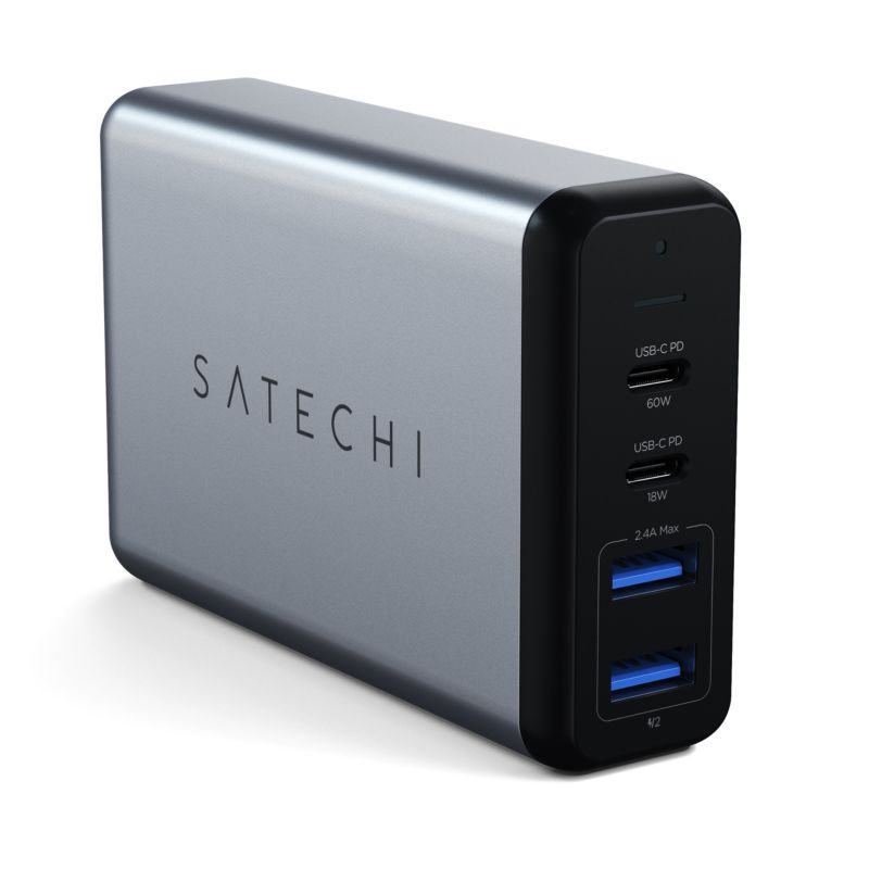 Satechi 75W Dual USB-C PD Travel Charger Space Gray