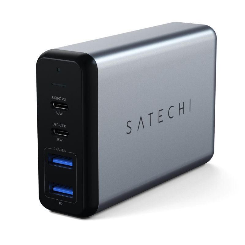 Satechi 75W Dual USB-C PD Travel Charger Space Gray