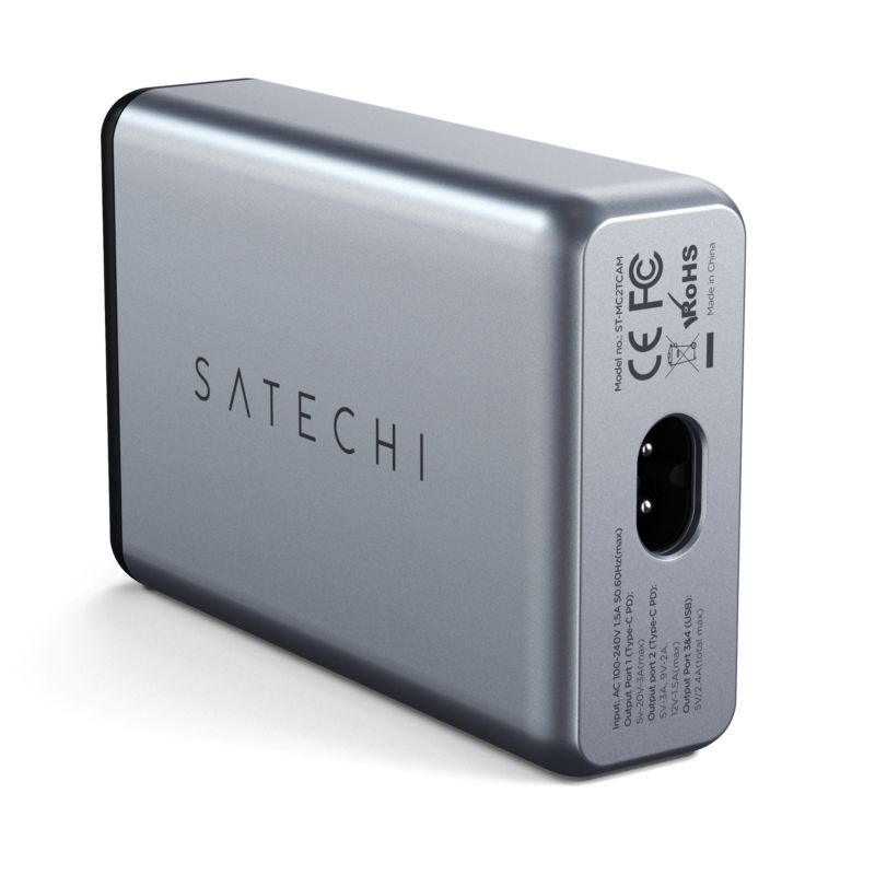 Satechi 75W Dual USB-C PD Travel Charger Space Gray