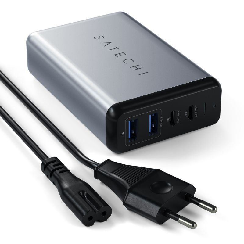 Satechi 75W Dual USB-C PD Travel Charger Space Gray