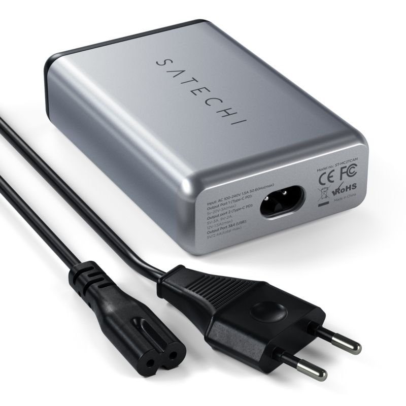 Satechi 75W Dual USB-C PD Travel Charger Space Gray