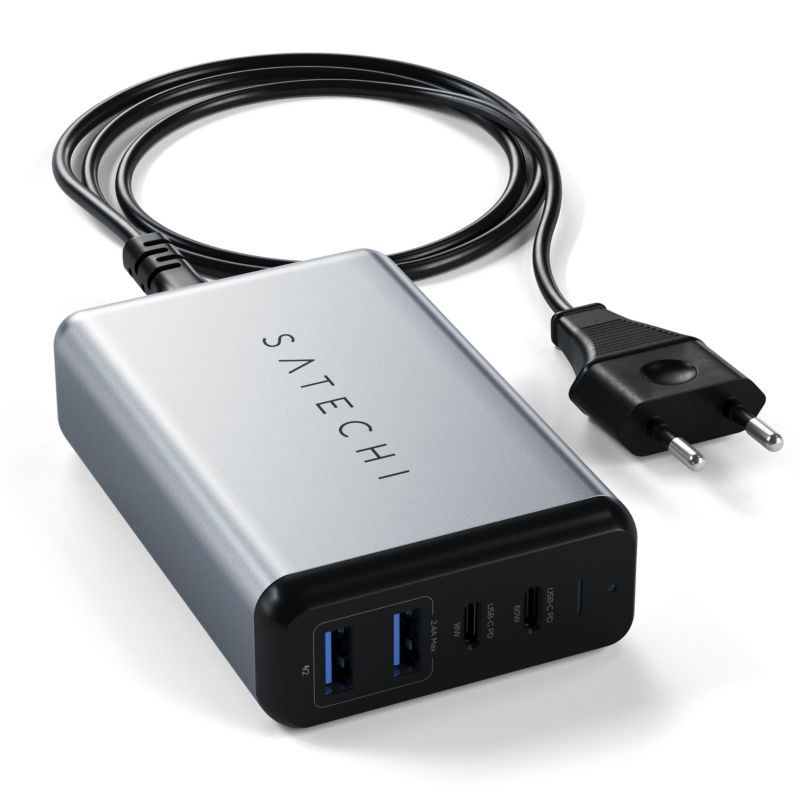 Satechi 75W Dual USB-C PD Travel Charger Space Gray