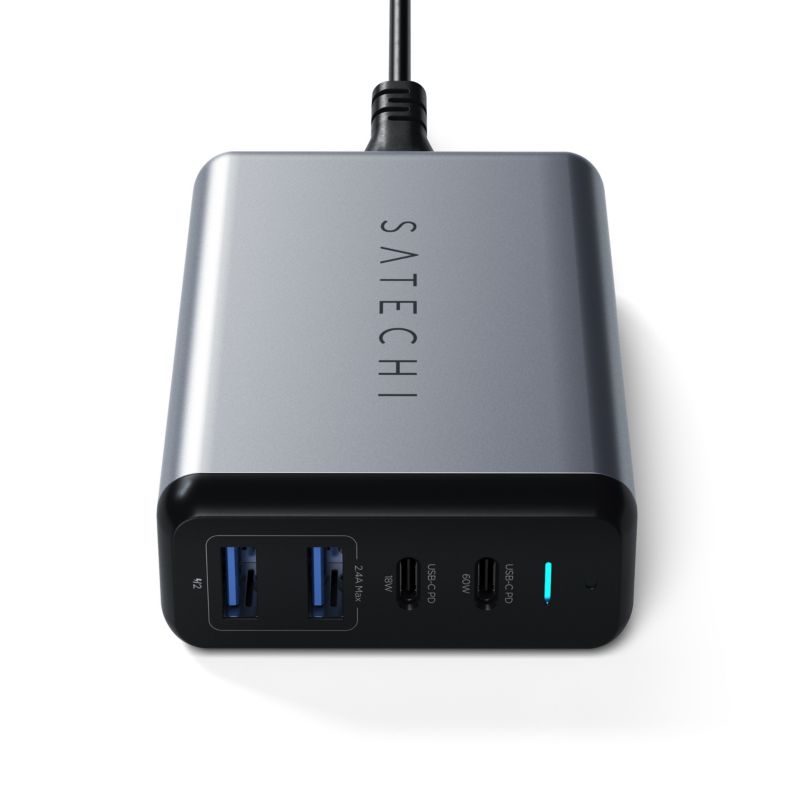 Satechi 75W Dual USB-C PD Travel Charger Space Gray