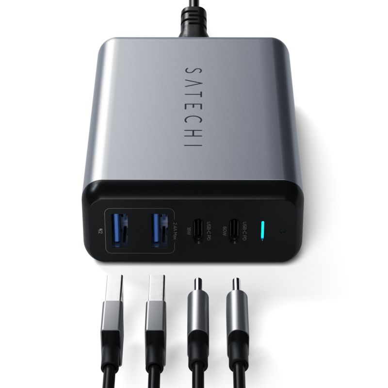 Satechi 75W Dual USB-C PD Travel Charger Space Gray