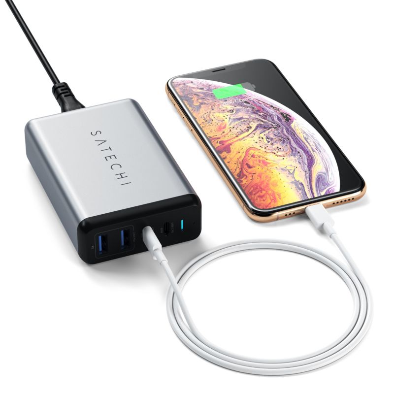 Satechi 75W Dual USB-C PD Travel Charger Space Gray