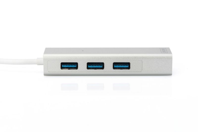 DIGITUS DA-70250-1 USB 3.0 3-Port Hub &amp; Gigabit LAN-Adapter