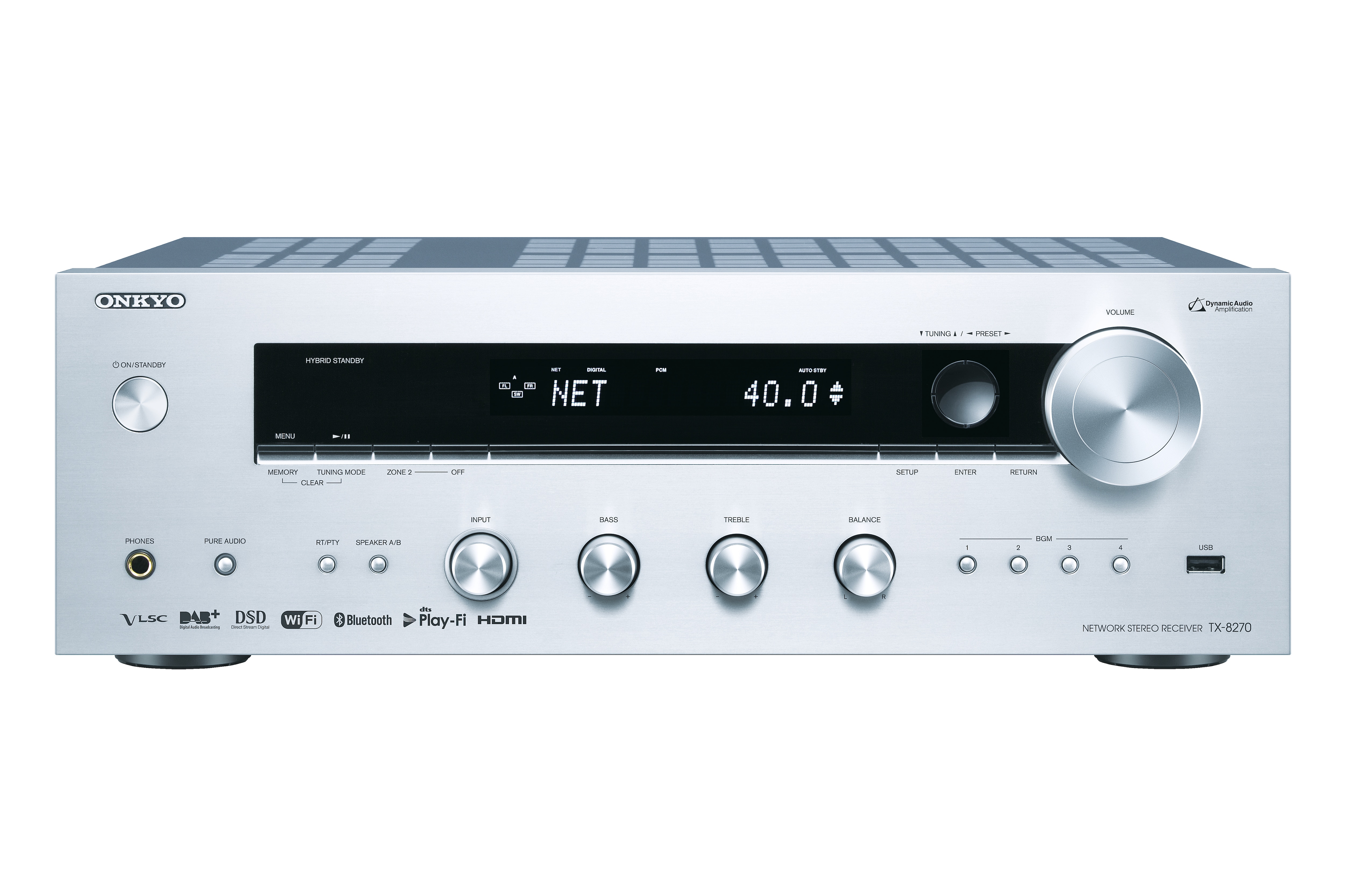 Onkyo TX-8270 S silber Netzwerk-Stereoreceiver Multi-Room 2x135W DAB+ WiFi BT