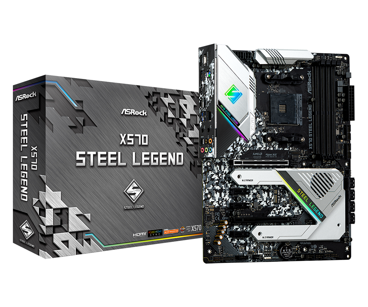 ASRock X570 Steel Legend AM4 ATX Mainboard M.2/HDMI/DP/USB3.2(Gen2)/BT