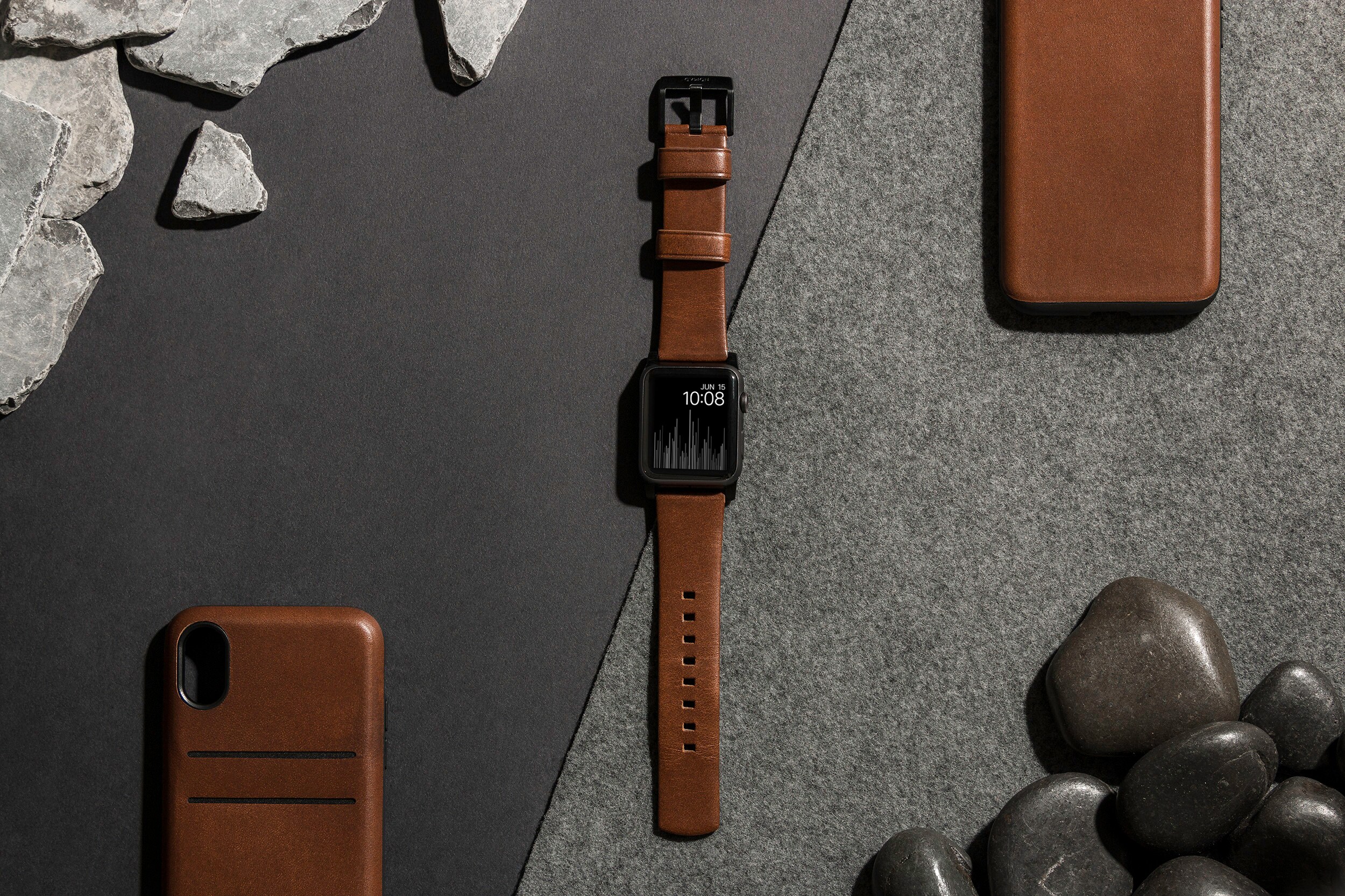 Nomad Strap Modern Leather Connector black für Apple Watch 42/44mm braun