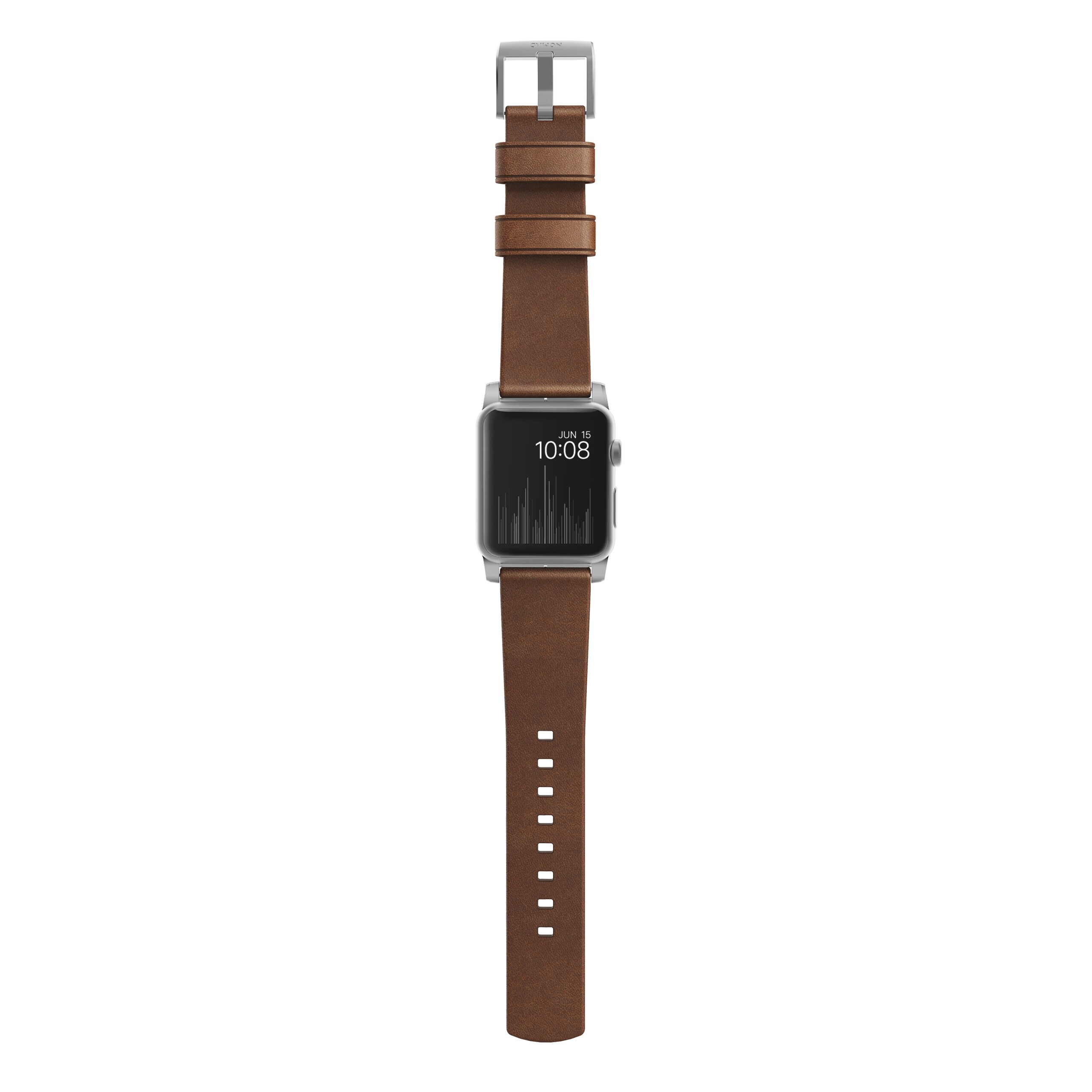 Nomad Strap Modern Leather Connector silber für Apple Watch 42/44mm braun