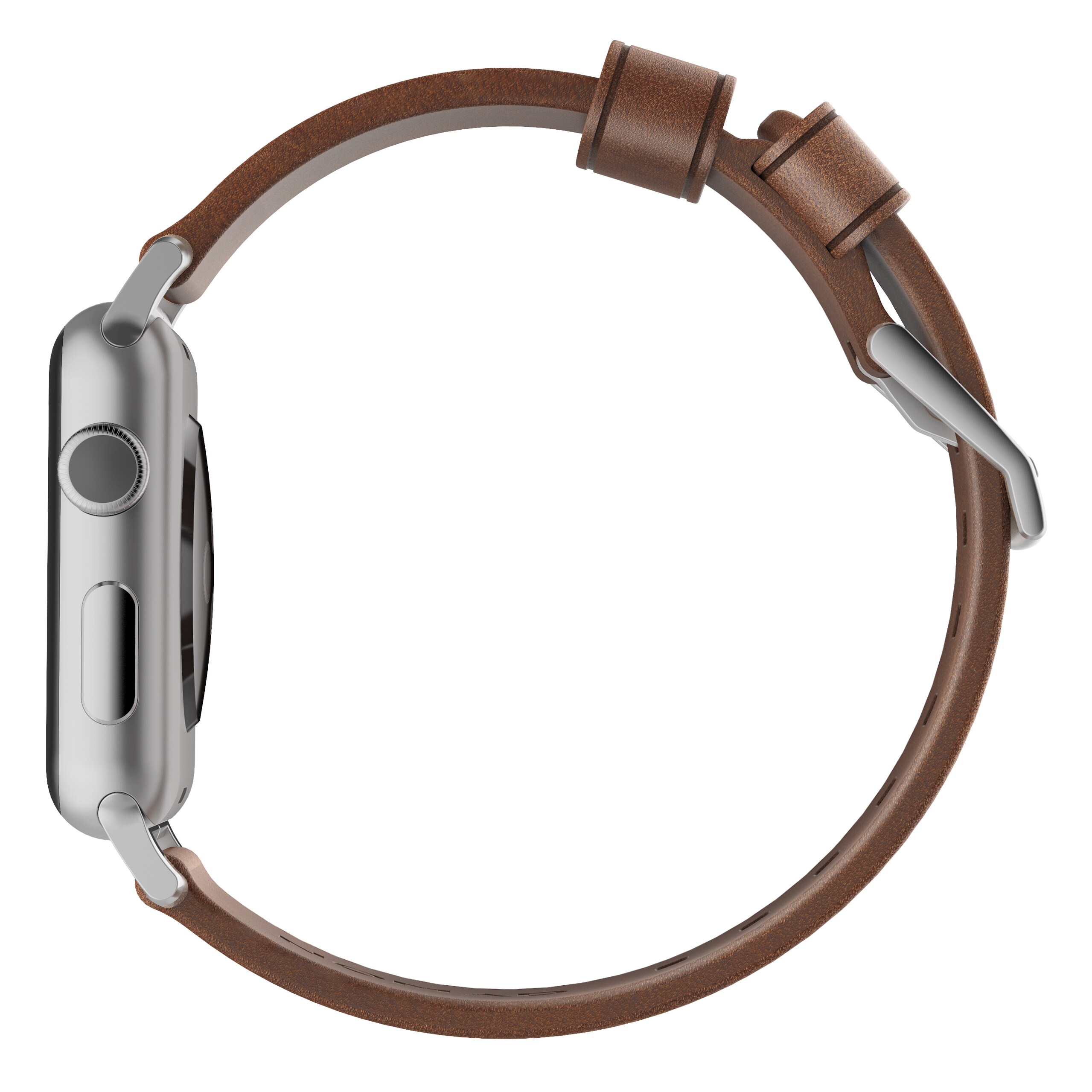 Nomad Strap Modern Leather Connector silber für Apple Watch 42/44mm braun