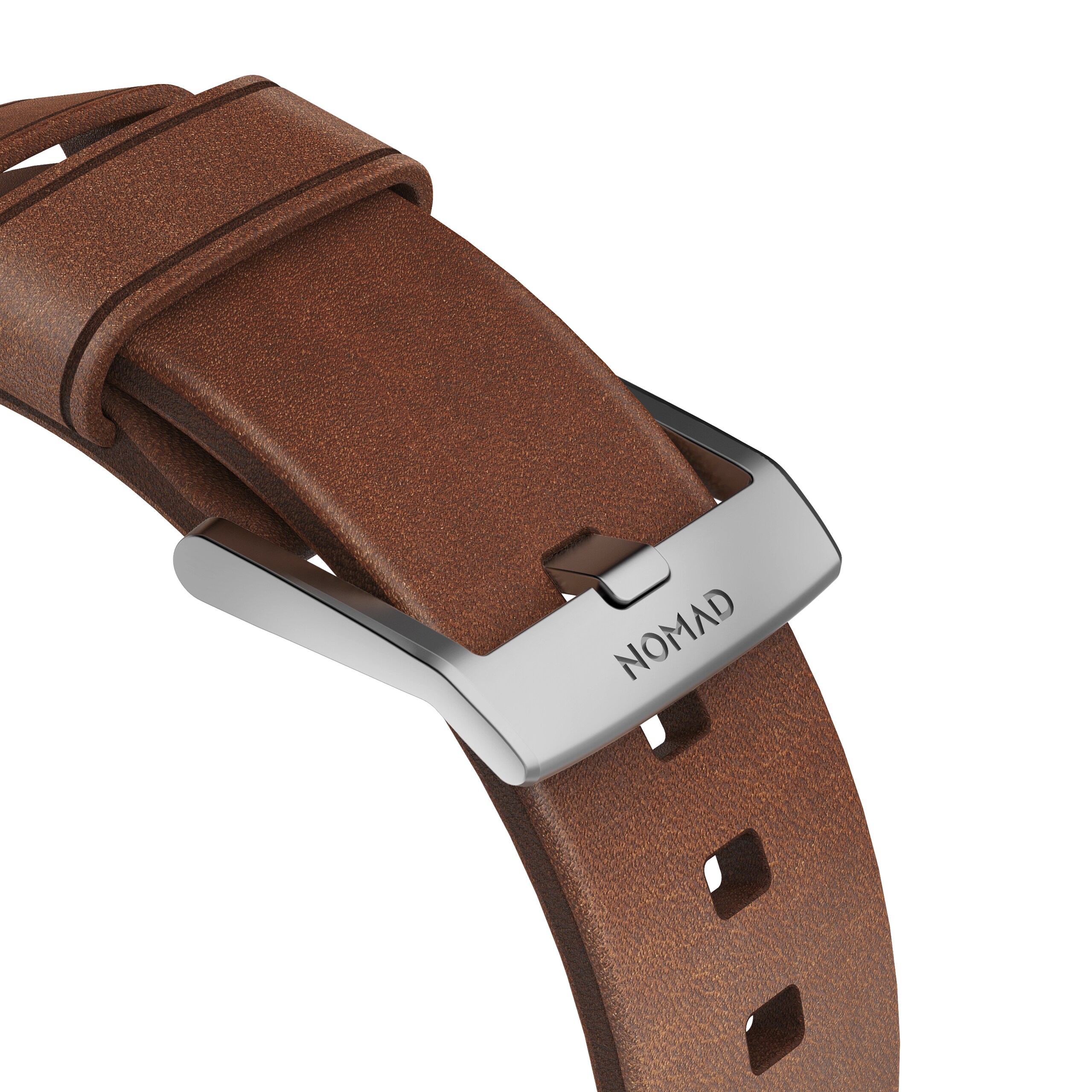 Nomad Strap Modern Leather Connector silber für Apple Watch 42/44mm braun